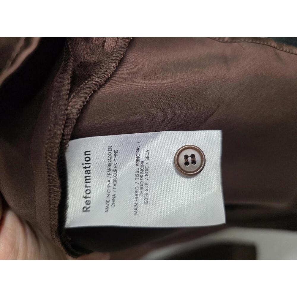 Reformation Alaine Brown Long Sleeve Asymmetric Button Mini Dress Size 0 - Picture 6 of 7